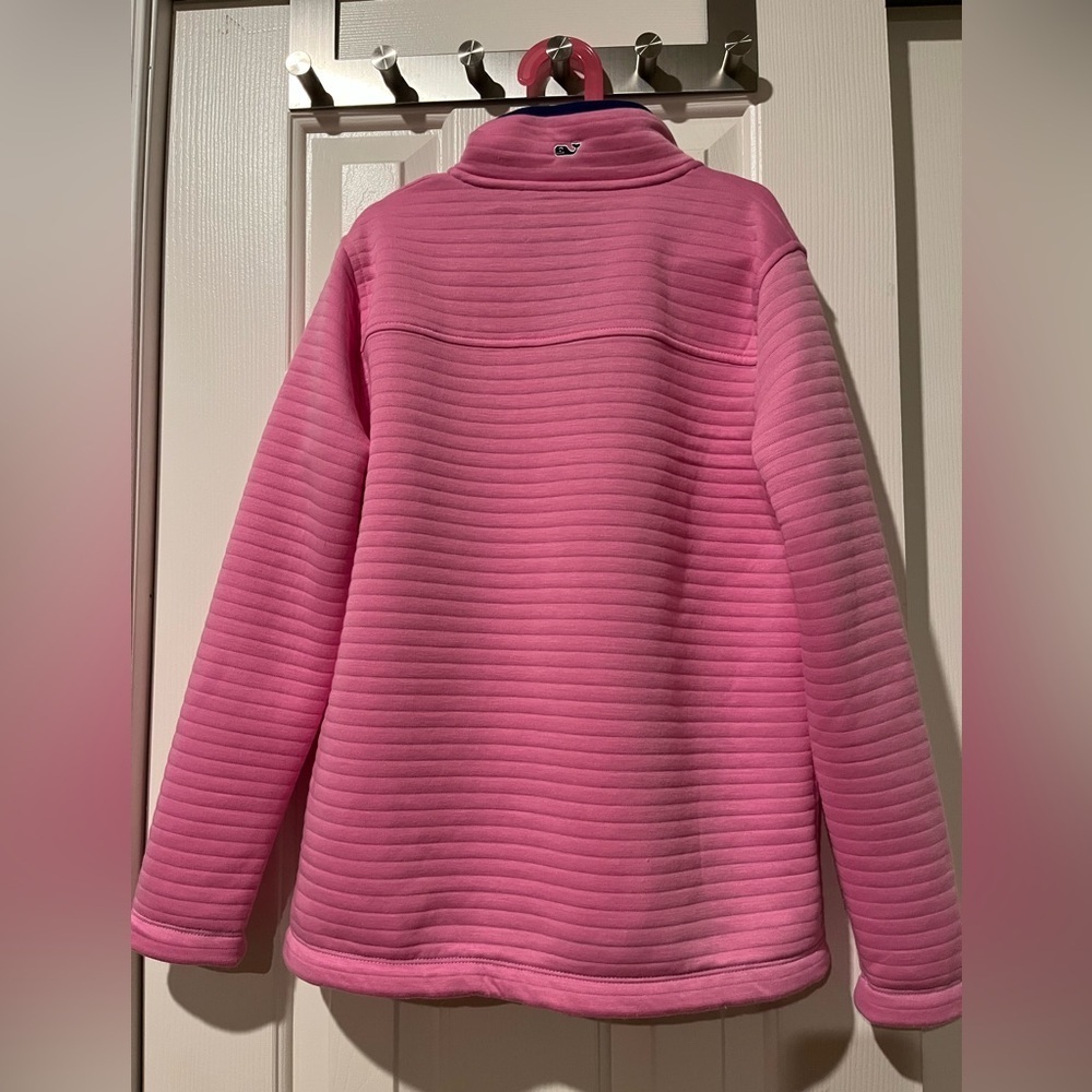 Vineyard Vines size L (14) pink/navy pullover with snap up mock neckline - Picture 10 of 13